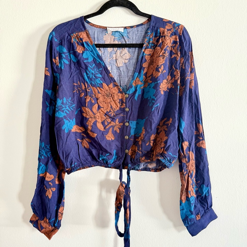 Floral V-Neck Button-Up Blouse